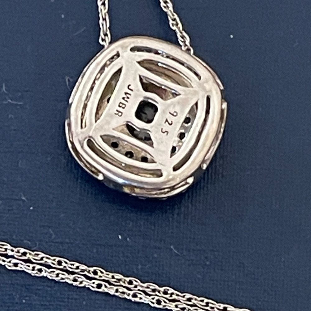 “VINTAGE” WHITE SAPPHIRE HALO PENDANT 18" NECKLACE STERLING SILVER JWBR - Picture 7 of 7